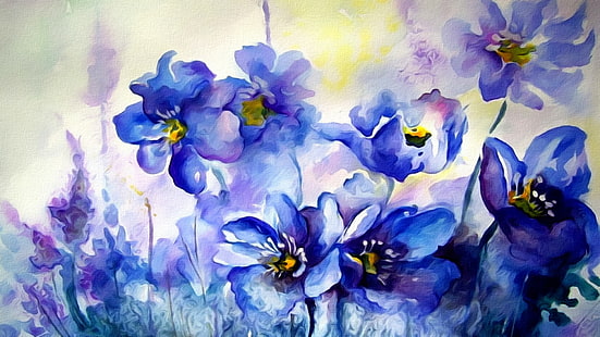 flowers, paint, figure, texture, spring, watercolor, painting, primroses, HD wallpaper HD wallpaper