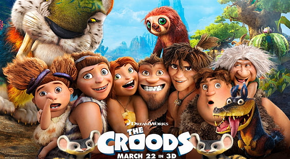 The Croods, постер фильма The Croods, Мультфильмы, Другие, 2013, Доисторический, HD обои HD wallpaper