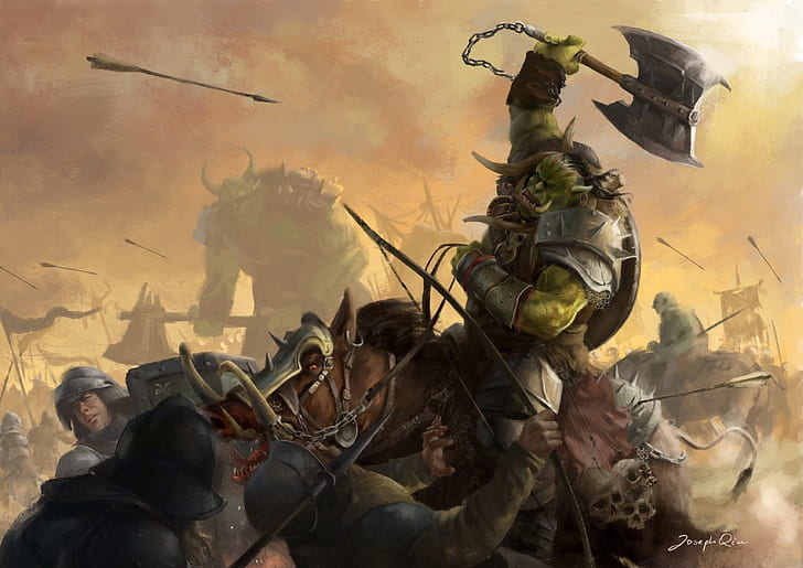 Warhammer, Battle, Orc, Warrior, HD wallpaper