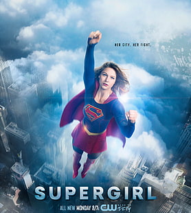 슈퍼걸 플라잉 디지털 벽지, Supergirl, Melissa Benoist, The CW Series, HD, HD 배경 화면 HD wallpaper
