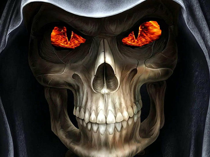 Dark, Skull, Artistic, Eye, Fire, HD wallpaper