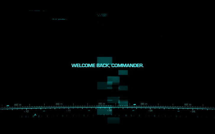 ยินดีต้อนรับกลับการซ้อนทับข้อความผู้บังคับบัญชาที่มีพื้นหลังสีดำเทคโนโลยีคอมพิวเตอร์สีน้ำเงิน, วอลล์เปเปอร์ HD