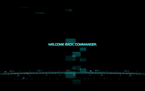 selamat datang kembali, overlay teks komandan dengan latar belakang hitam, Teknologi, Komputer, Biru, Wallpaper HD HD wallpaper