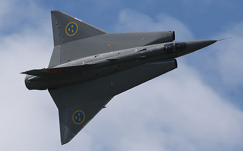 gray fighter plane, Saab 35 Draken, jet fighter, military, military aircraft, vehicle, aircraft, HD wallpaper HD wallpaper