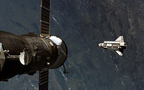 Fotografie, Mir Space Station, Mir, Raumfähre Atlantis, Weltraum, Raumfähre, Raumstation, NASA, Erde, HD-Hintergrundbild HD wallpaper