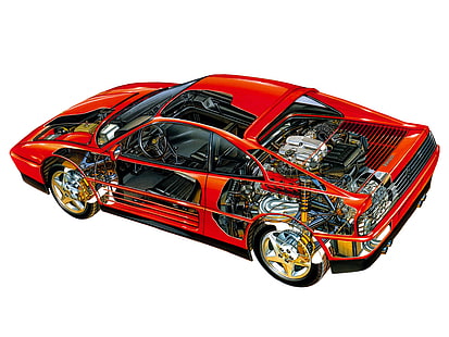 1989, 1993, 348, Cutaway, Motor, Ferrari, Interieur, Supercar, HD-Hintergrundbild HD wallpaper