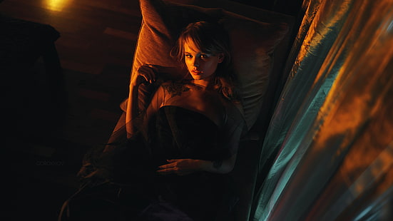 Ivan Gorokhov, dark, women, model, Anastasia Scheglova, HD wallpaper HD wallpaper