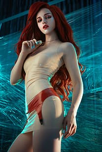 девушки, модель, косплей, Широгане Сама, рыжая, длинные волосы, HD обои HD wallpaper