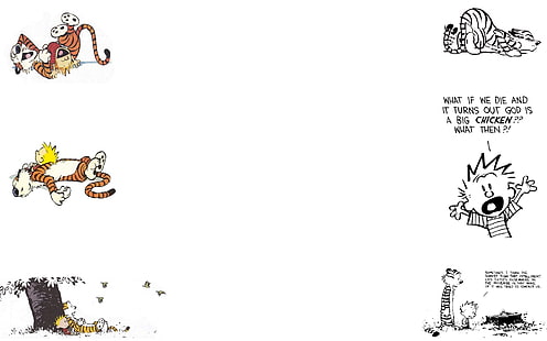 иллюстрации героев мультфильмов, Кальвин и Гоббс, HD обои HD wallpaper