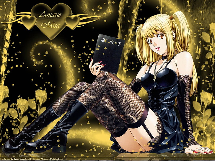 animated female character, Death Note, Amane Misa, anime girls, stockings, anime, painted nails, goths, HD wallpaper