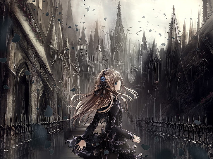 Anime, Anime Girls, Gebäude, Gothic, Lolita Fashion, Original Charaktere, HD-Hintergrundbild