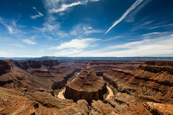 скална формация под бял облак синьо небе, grand_canyon, скална формация, бял облак, синьо небе, Приключение, Гранд Каньон, Пейзажна фотография, Canon 5DS, Реален свят, Преглед, природа, САЩ, живопис, каньон, пейзаж, Национален парк Grand Canyon, Аризона, скала - обект, пустиня, величествен, геология, национална забележителност, югозападна част на САЩ, национален парк, известно място, на открито, пясъчник, ерозирал, пътуване, HD тапет