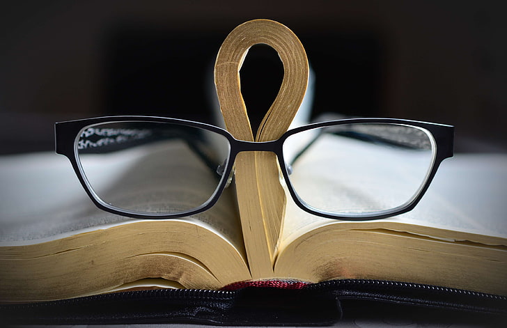 bible, book, book goggles, book pages, faith, gilt edge, glasses, holy scripture, literature, pages, paper, reading glasses, study, HD wallpaper