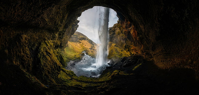 滝、滝、洞窟、自然、 HDデスクトップの壁紙 HD wallpaper