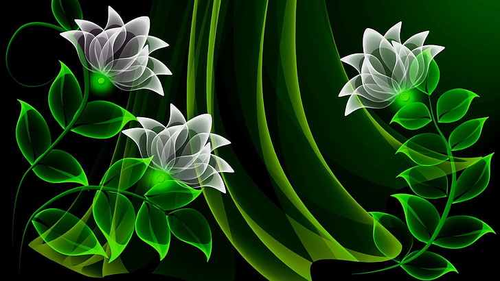 digitale Kunst, Blumen, Neon, Design, Grafikdesign, HD-Hintergrundbild