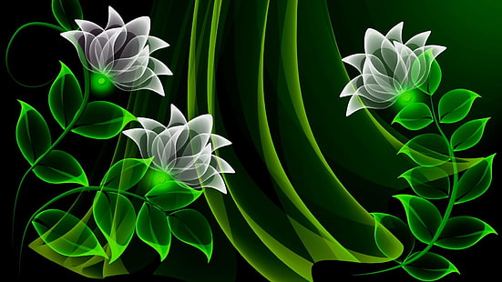 الفن الرقمي ، الزهور ، النيون ، التصميم ، التصميم الجرافيكي، خلفية HD HD wallpaper