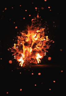火、火花、暗い、まぶしさ、ボケ、 HDデスクトップの壁紙 HD wallpaper