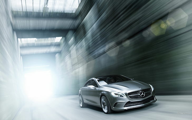 Mercedes Motion Blur Concept HD, chrome mercedes benz coupe, cars, blur, motion, mercedes, concept, HD wallpaper