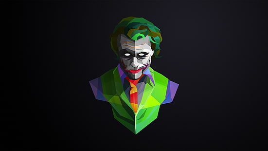 Джокер обои, Джастин Маллер, низкополигональная, минимализм, цифровое искусство, Джокер, HD обои HD wallpaper