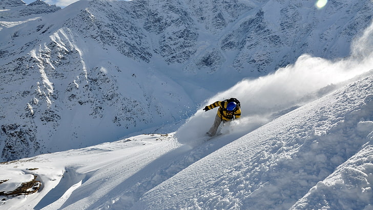 snowboarding, mountains, HD wallpaper
