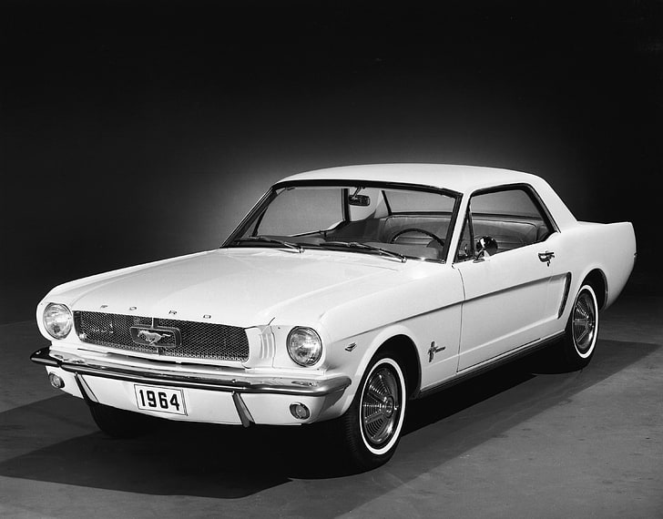 ホワイトフォードマスタングクーペ、マシン、ホワイト、フォードマスタング、フォード、1964、 HDデスクトップの壁紙