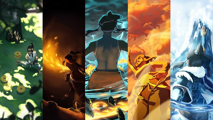 вода, огонь, земля, стихия, магия, арт, воздух, аватар, Korra, Times, The Legend of Korra, Аватар: Легенда о Корре., HD обои