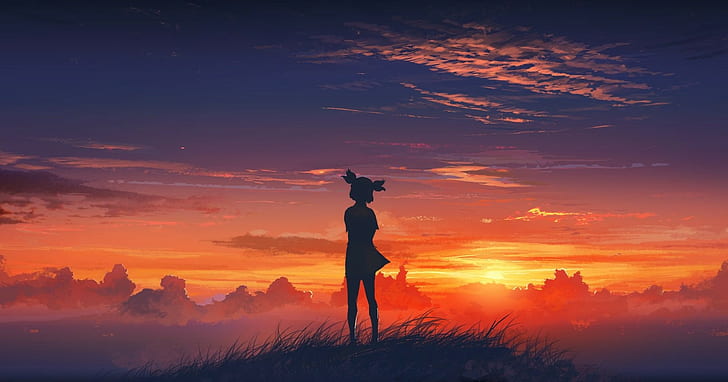 Everlasting Summer, Lena (Rolle), Anime Girls, Sunset, Anime, HD-Hintergrundbild