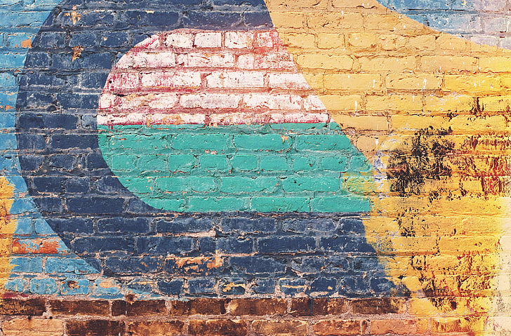 abstract, art, brick wall, colorful, colourful, drawing, streetart, HD wallpaper
