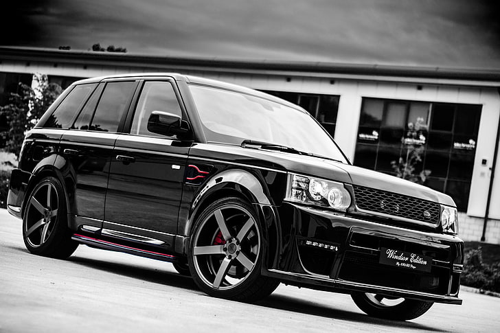 black 5-door hatchback, black, Land Rover, Range Rover, Sport, Windsor Edition, tuning package, Amari Design, HD wallpaper