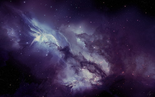 galaxy digital wallpaper, space, artwork, purple, nebula, space art, JoeyJazz, digital art, Fondo de pantalla HD HD wallpaper