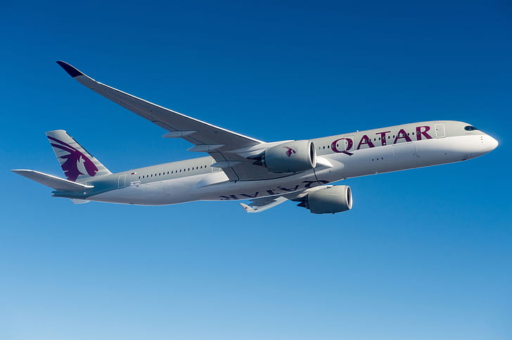 Airbus, Qatar Airways, Airbus A350-900, Pesawat penumpang, Airbus A350 XWB, Wallpaper HD