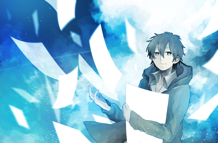 männliche Zeichentrickfigur mit weißer digitaler Papiertapete, Anime, Kokonose Haruka, Kagerou Project, Anime Boys, HD-Hintergrundbild