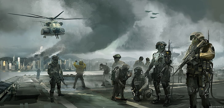Fond d'écran Fallout, art fantastique, art numérique, œuvres d'art, pixélisé, science-fiction, militaire, soldat, guerre, Fond d'écran HD