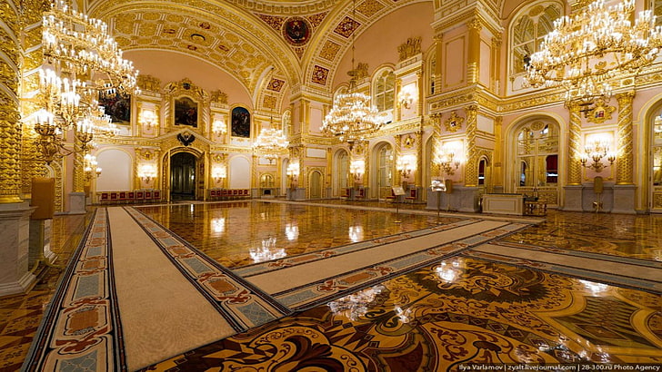 Александровский зал внутри Кремлевского дворца 4, HD обои