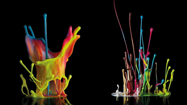 งานศิลปะของเหลวคละสีสีสันการวาดภาพการถ่ายภาพระยะใกล้ง่ายของเหลว, วอลล์เปเปอร์ HD