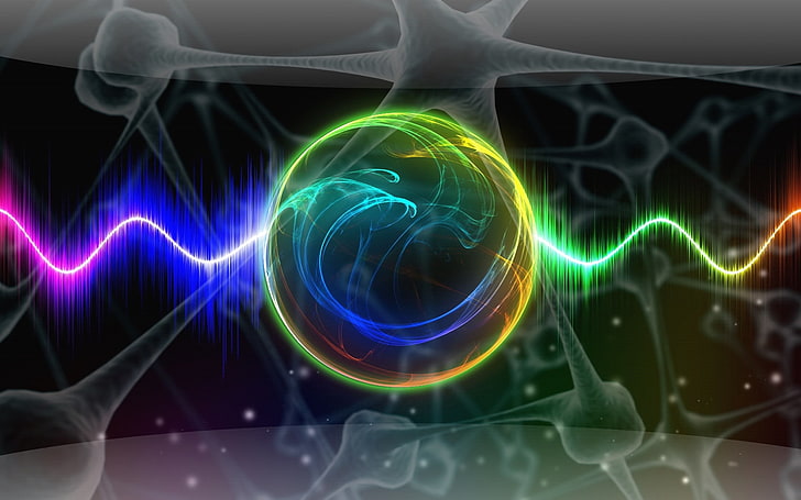 multicolored abstract art illustration, ball, cell, molecule, flash, HD wallpaper