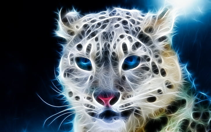 macan tutul (hewan), karya seni, lukisan cahaya, kucing besar, Wallpaper HD