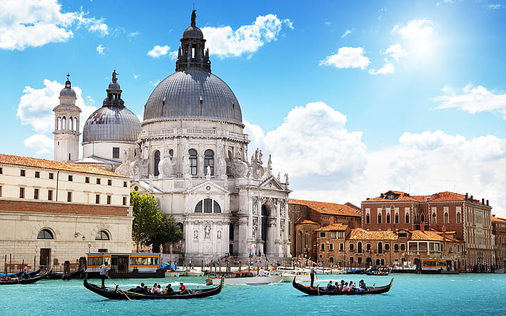 Санта Мария делла Салюте, Городские пейзажи, Венеция, городской пейзаж, город, HD обои