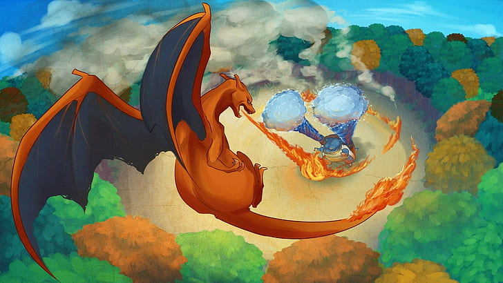 Pokémon, Blastoise (Pokémon), Charizard (Pokémon), HD-Hintergrundbild