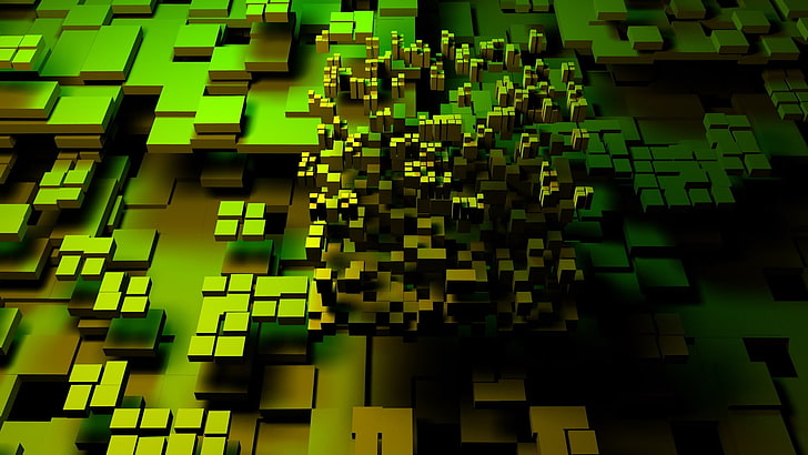 شخصية Minecraft باللونين الأسود والأخضر ، تصيير ، CGI ، فن رقمي، خلفية HD