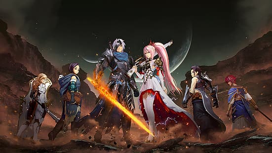 Tales of Arise, 4K, mujeres, hombres, BANDAI NAMCO Entertainment, Alphen (Tales of Arise), Shionne (Tales of Arise), Kisara (Tales of Arise), Dohalim il Qaras (Tales of Arise), Rinwell (Tales of Arise) , Law (Tales of Arise), arte de videojuegos, chicos de videojuegos, chicas de videojuegos, Fondo de pantalla HD HD wallpaper