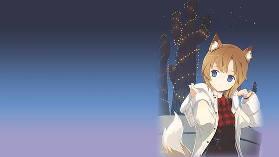 anime, anime dziewczyny, kotka, nekomimi, Tapety HD HD wallpaper