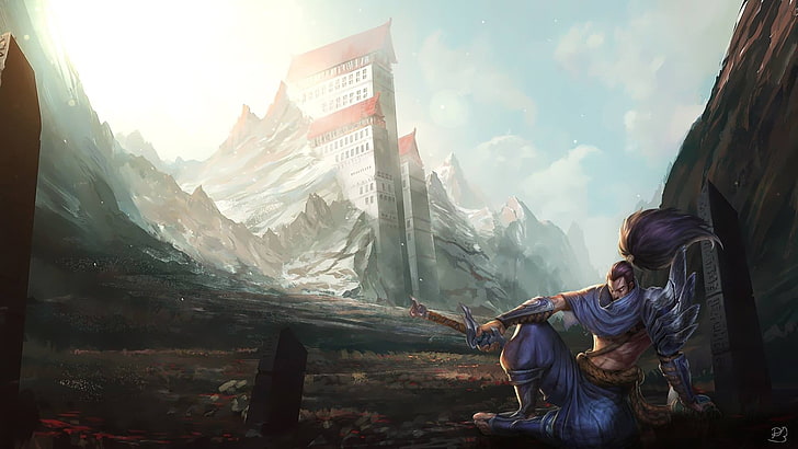 Mann hält Schwert Tapete, Yasuo, League of Legends, Videospiele, HD-Hintergrundbild