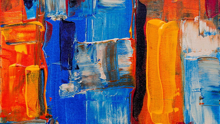 blue, painting, yellow, modern art, art, acrylic paint, paint, artwork, watercolor paint, colorful, abstract, HD wallpaper