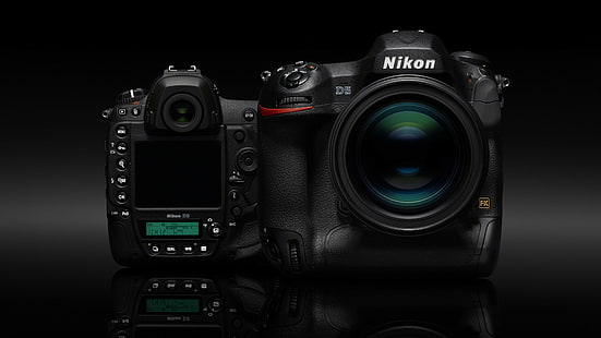 Siyah Nikon DSLR fotoğraf makinesi, Nikon d5, kamera, DSLR, dijital, inceleme, vücut, 4k video, objektif, unboxing, HD masaüstü duvar kağıdı HD wallpaper