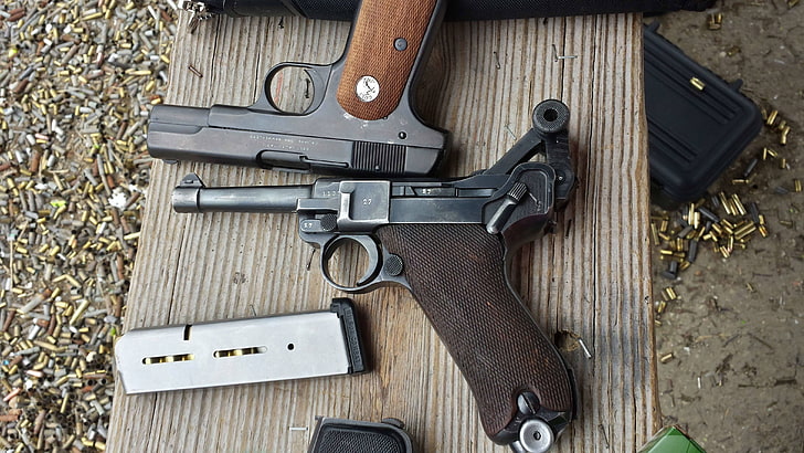 weapons, guns, Luger P08, M1908 Colt, HD wallpaper