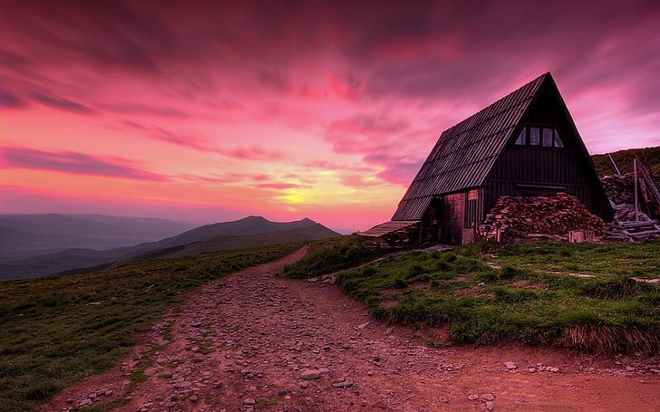 Landschaft, Hütte, Island, HD-Hintergrundbild