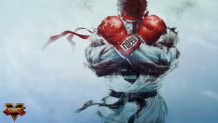 Ilustracja Ryu Street Fighter, rękawiczki, wojownik, grafika, ryu, Street Fighter 5, Street Fighter V, Tapety HD