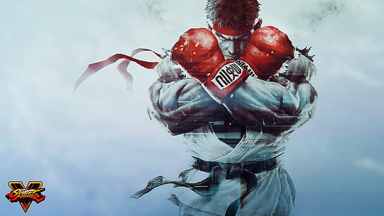 Ilustração de Ryu Street Fighter, luvas, lutador, arte, Street Fighter 5, Street Fighter V, HD papel de parede HD wallpaper