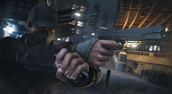 Watch Dogs - Aiden Pearce, man holding gun game character wallpaper, Games, WATCH_DOGS, ps4, xbox one, watch dogs, aiden pearce, next gen, ps3, xbox 360, HD wallpaper HD wallpaper